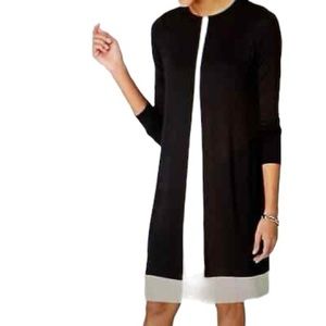 J Jill Black and Crème colorblock long sleeve shift style swing dress size 3x.